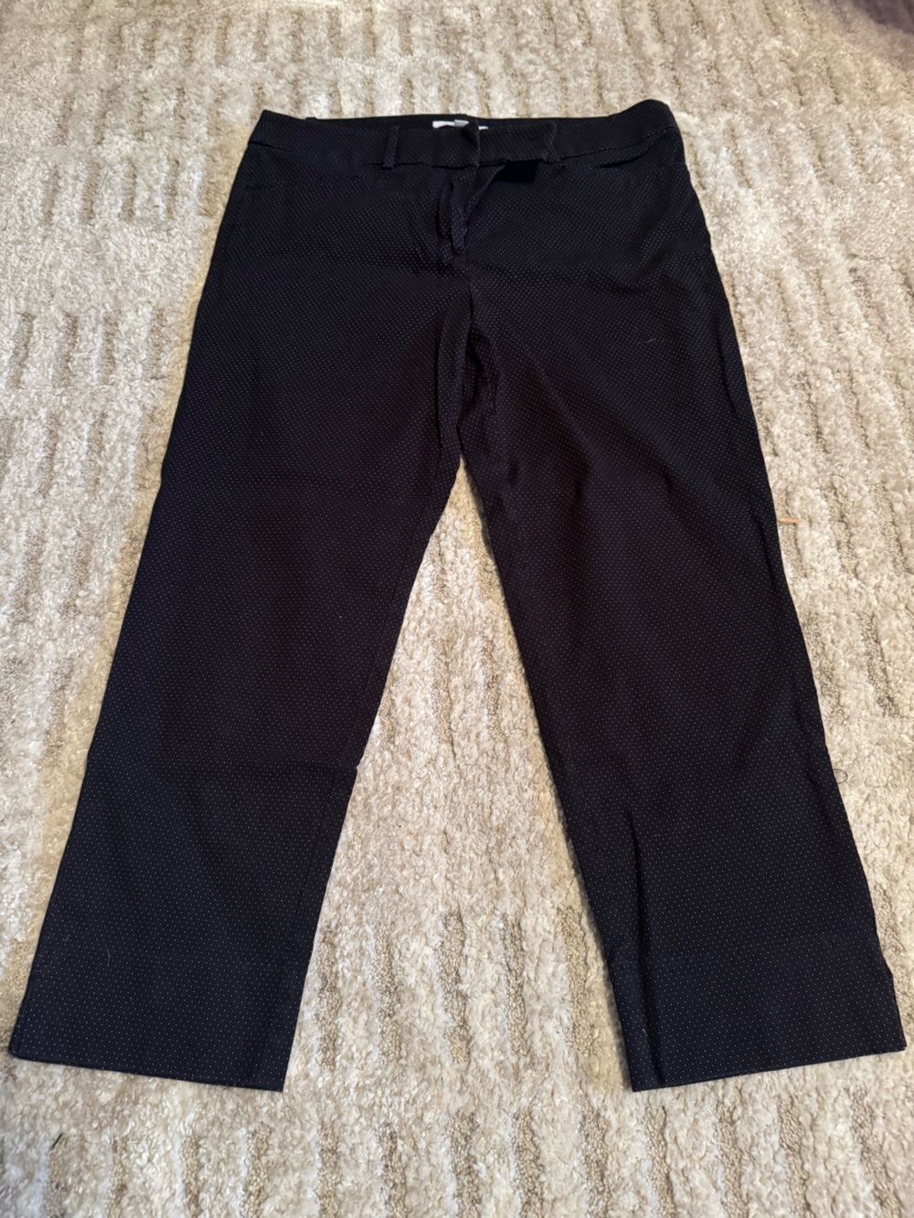 LOFT Black Microdot Wide-Leg Pants